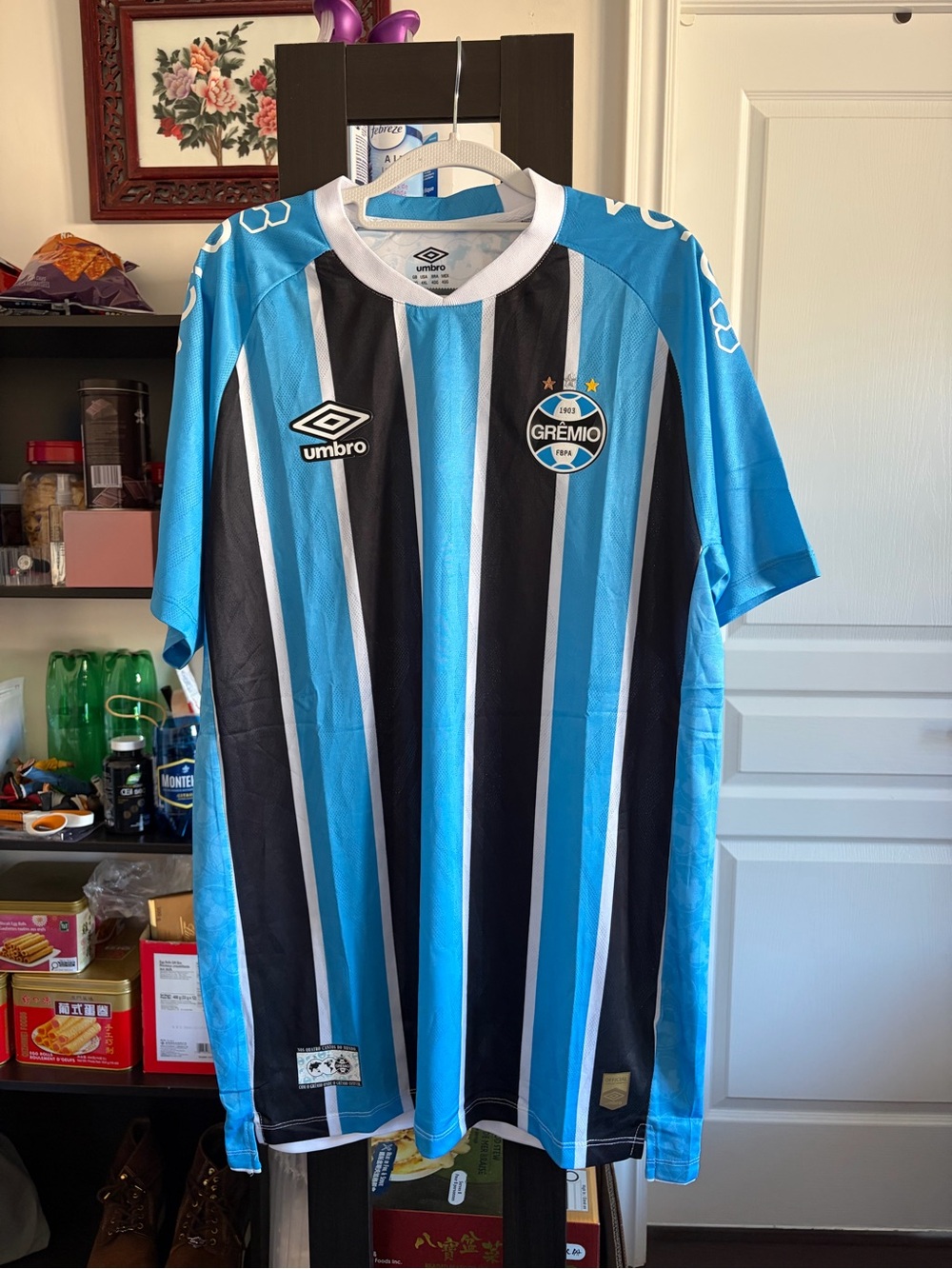 Umbro Grêmio Black & Blue Striped Soccer Jersey
